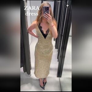 Zara ZW COLLECTION SEQUIN LACE DRESS
